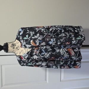 Derek Lam 10 Crosby Floral Long Sleeve Ruffle Detail Blouse Shirt Placket Sz 2